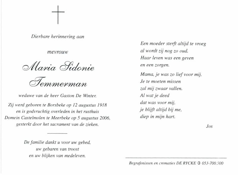 Maria Sidonie Temmerman