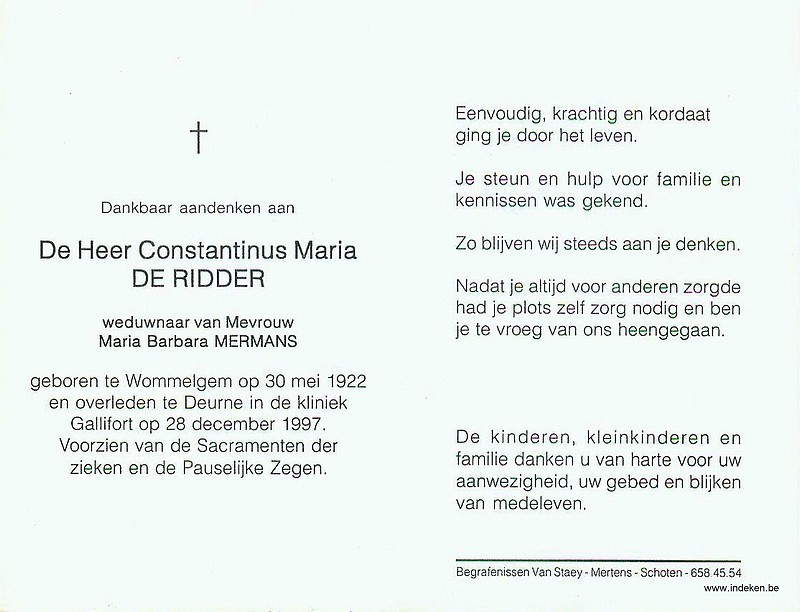 Constantinus Maria De Ridder