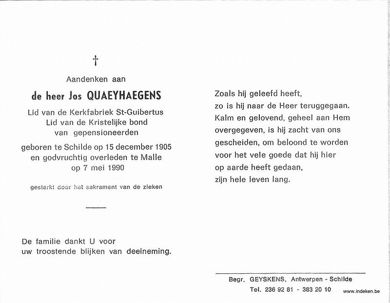 Petrus Josephus Quaeyhaegens