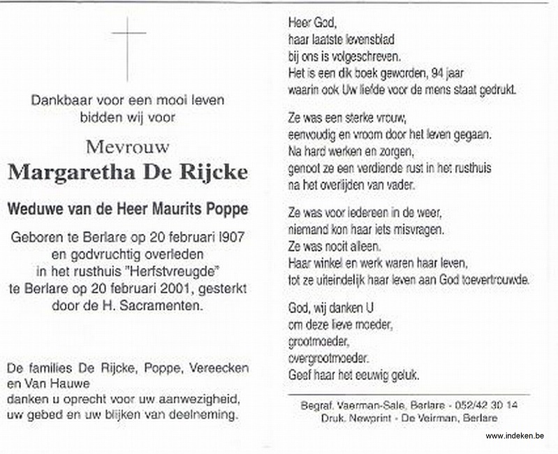 Margaretha Josepha De Rijcke