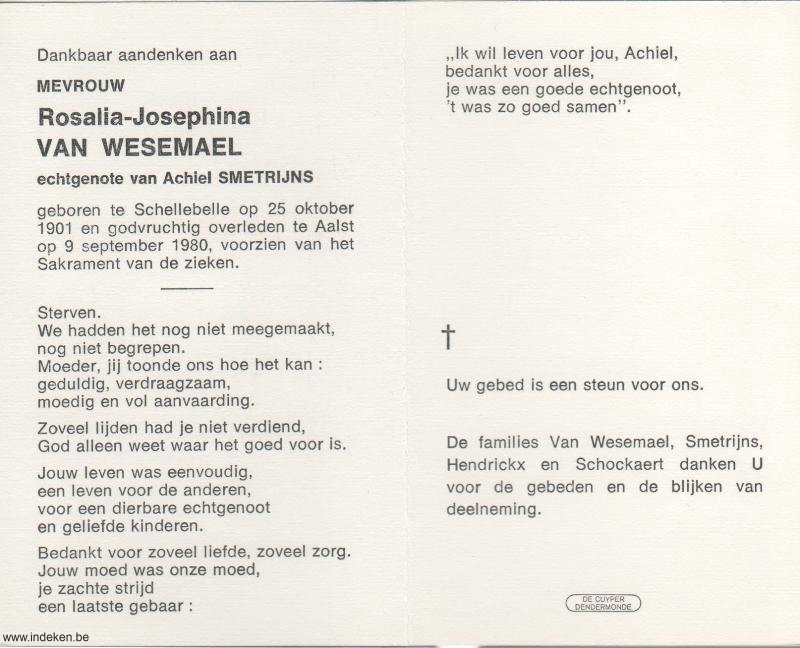 Rosalia Josephina Van Wesemael