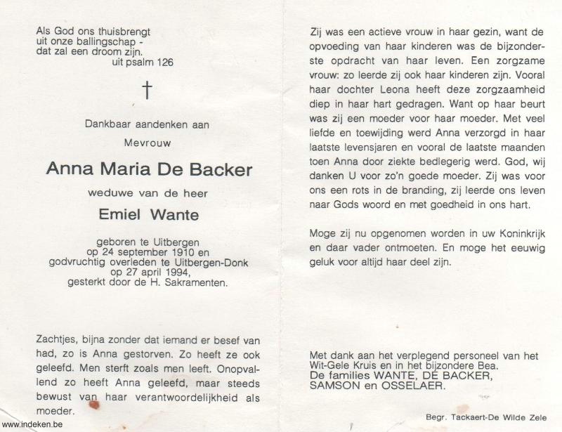 Anna Maria De Backer