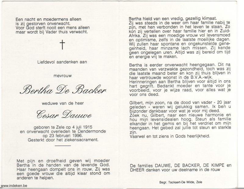 Bertha De Backer