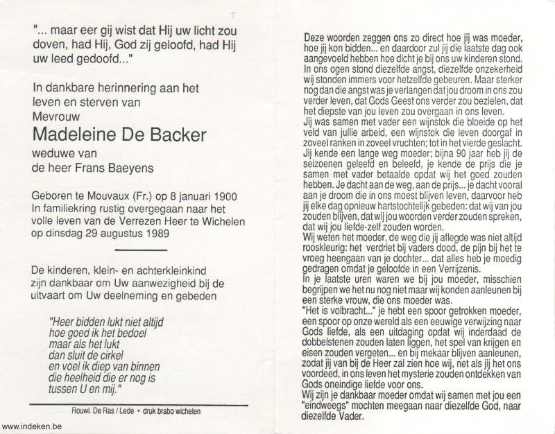 Madeleine De Backer