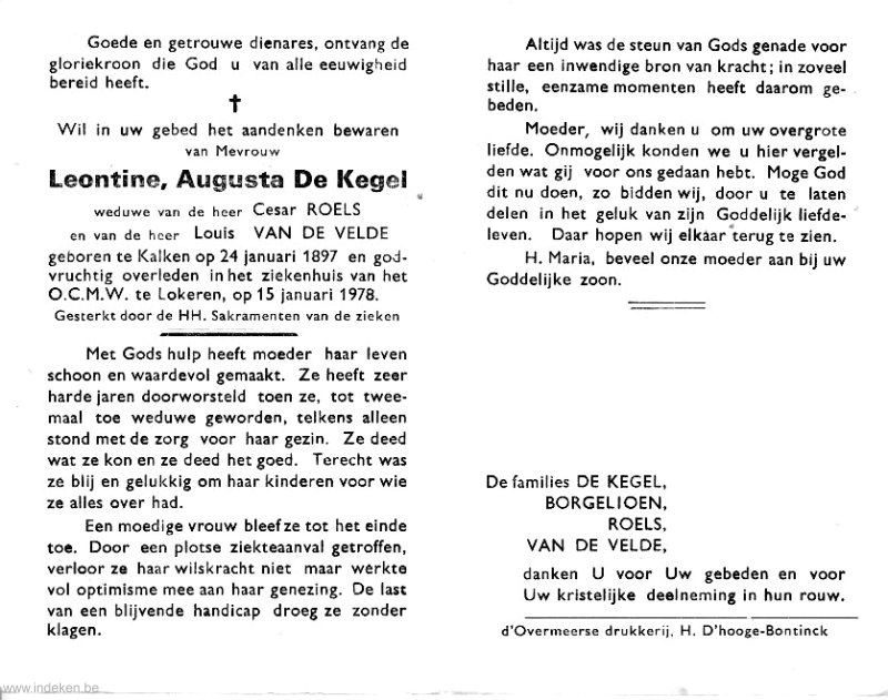 Leontine Augusta De Kegel