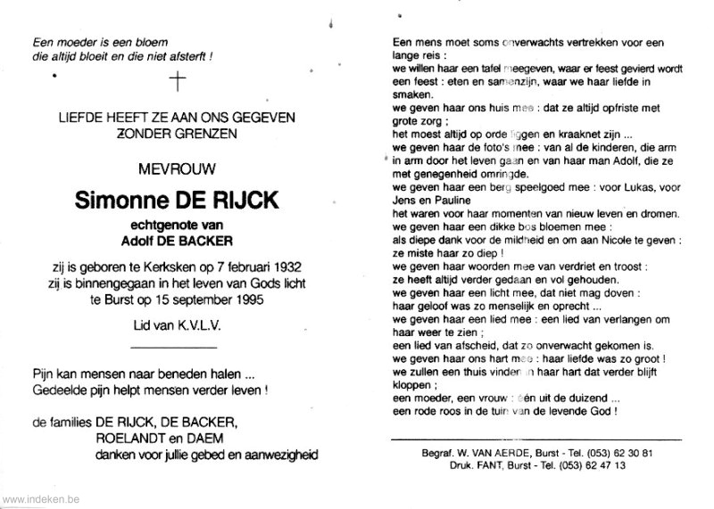 Simonne Josephine De Rijck